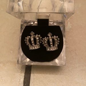 Silver crown earrings